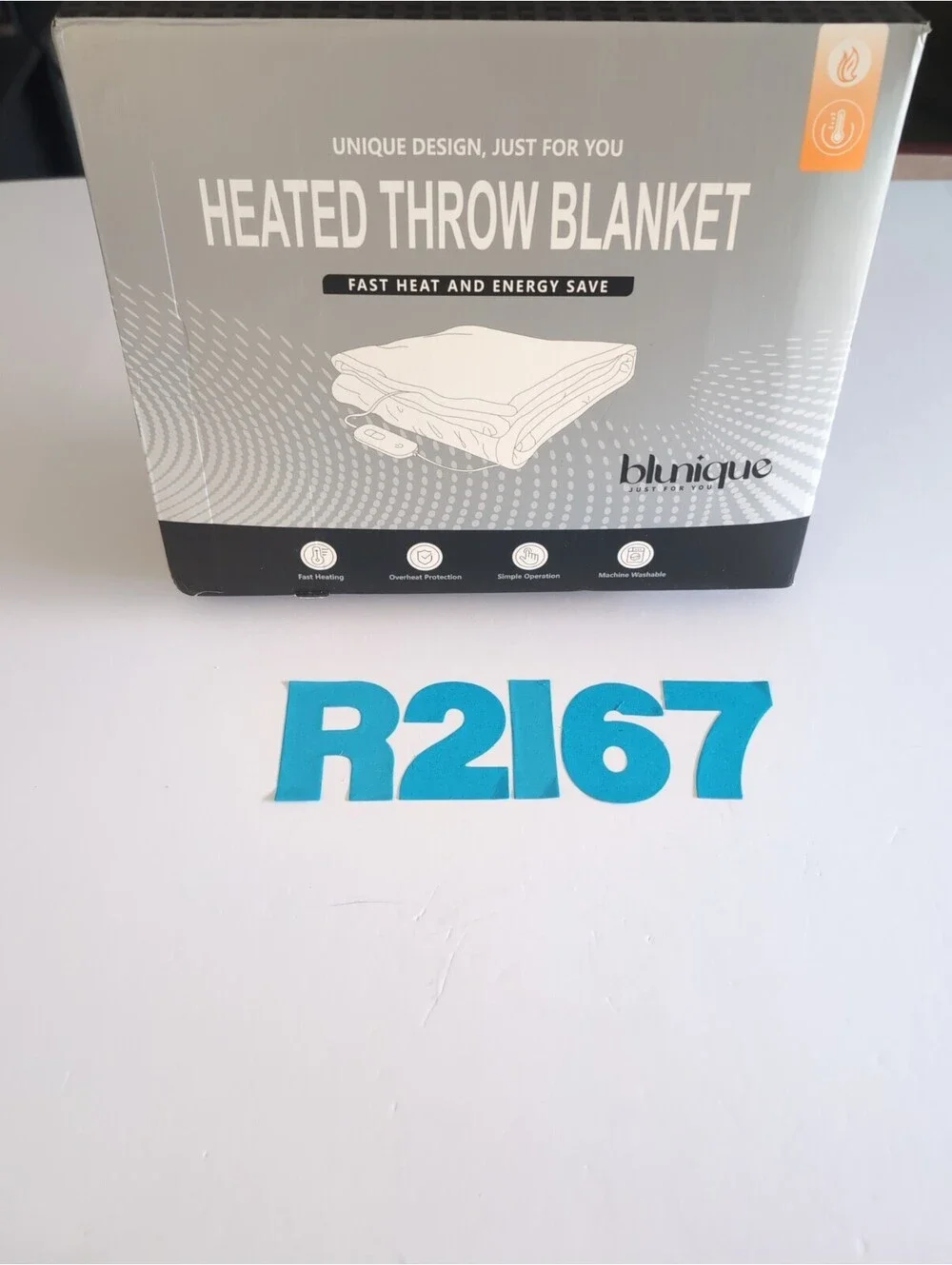 blunique Heated Throw Blanket 50x60 Gray Sherpa Fleece Fast Heating